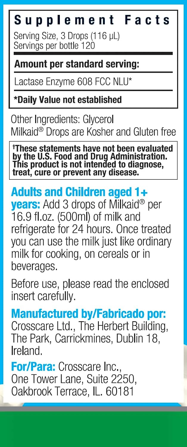 Children's Milkaid Junior Chewable Tablets & Drops for Lactose Intolerance Relief | Prevent Gas, Bloating, Diarrhea | Fast-Acting Dairy Digestive Supplement