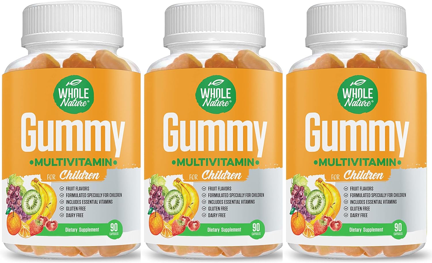 Children's Multivitamin Gummies - Whole Nature Daily Essentials with Minerals for Overall Wellness, 90 Fruit Flavored Supplements, No Artificial Sugar