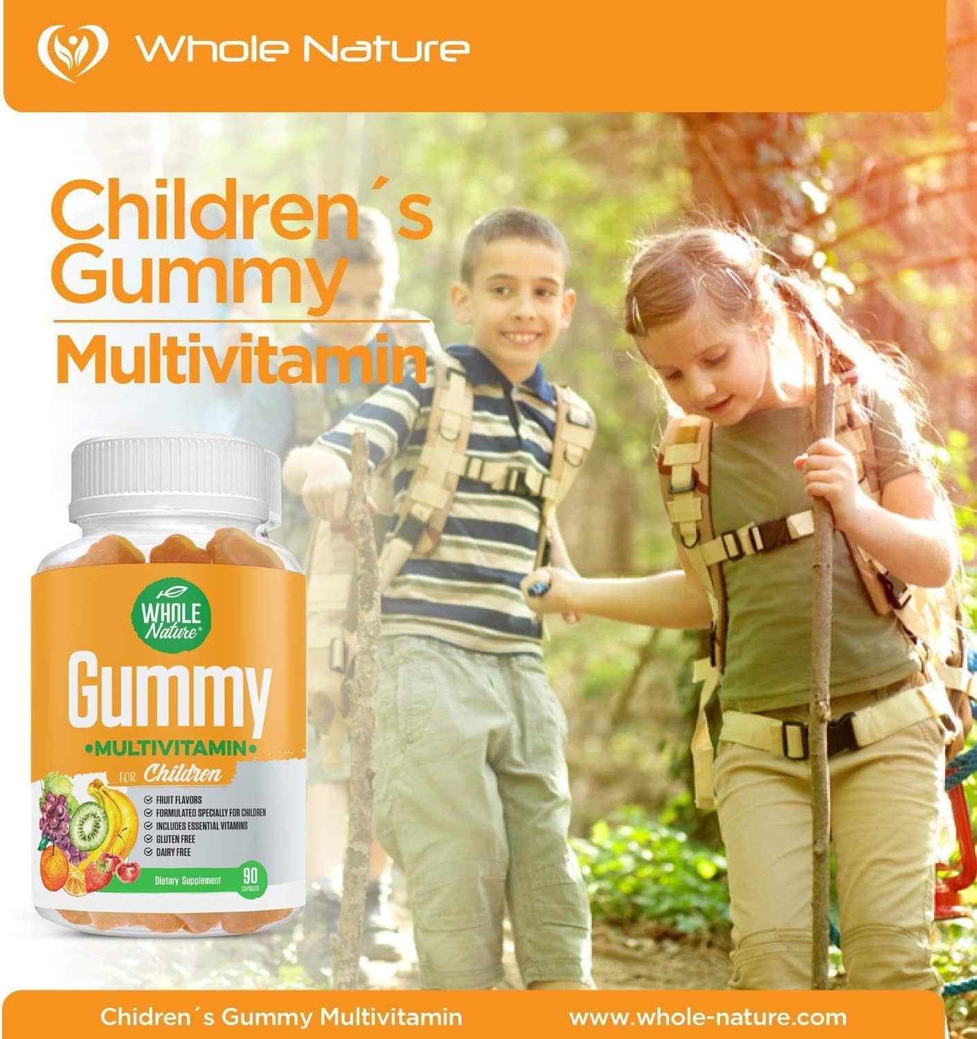 Children's Multivitamin Gummies - Whole Nature Daily Essentials with Minerals for Overall Wellness, 90 Fruit Flavored Supplements, No Artificial Sugar
