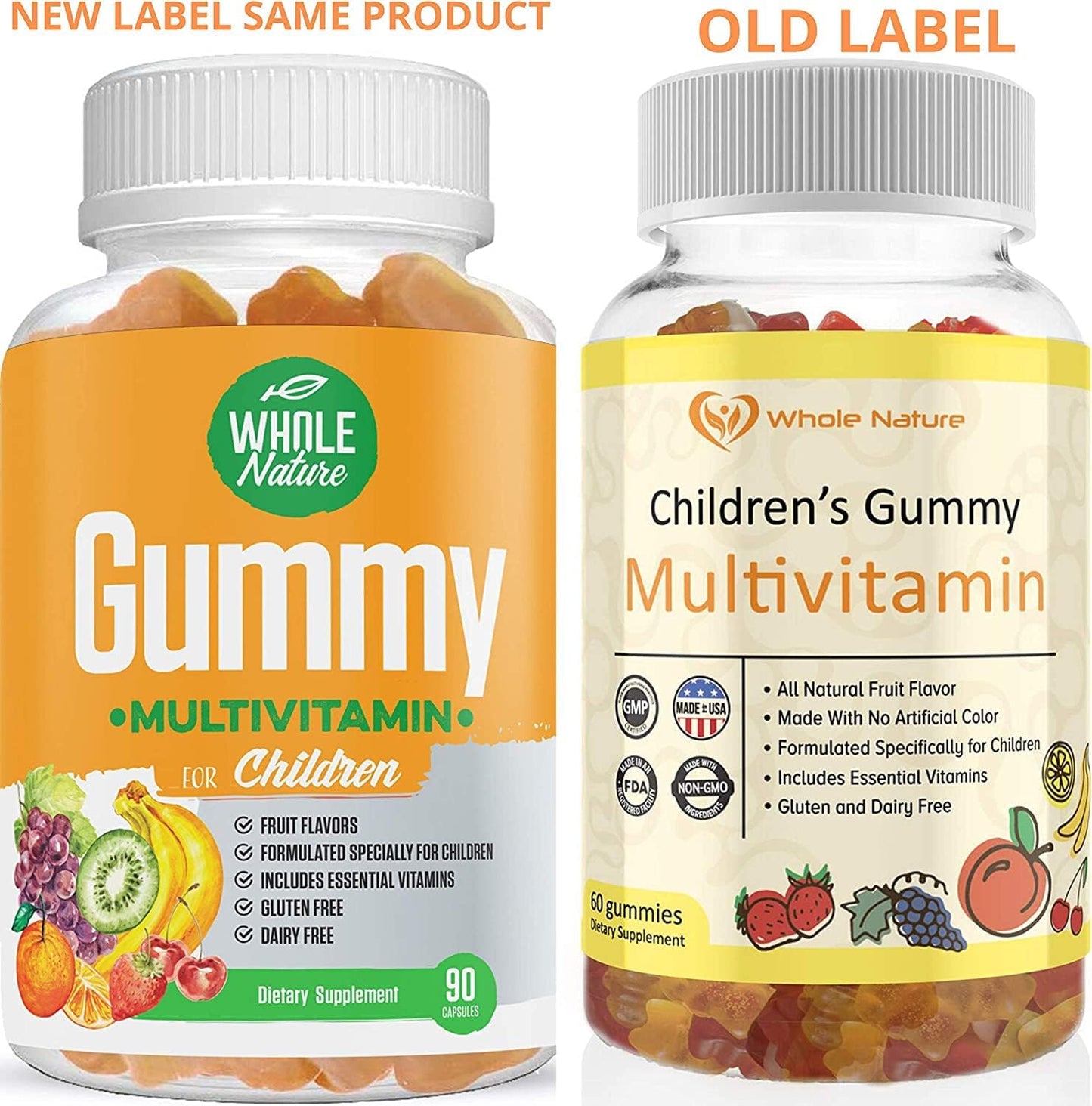 Childrens Multivitamin Gummies - Whole Nature Kids Vitamins with Minerals for Overall Wellness, 90 Fruit Flavor Supplements, No Artificial Sugar - Dairy and Gluten Free