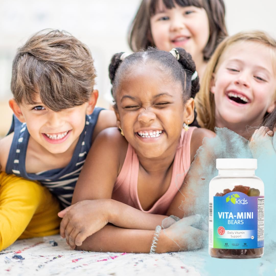 Children's Multivitamin Gummies with Biotin, Folic Acid, Zinc | Mountain Meadow Herbs Vita-Mini Bears | Supports Healthy Development | 60 Fruit Gummies
