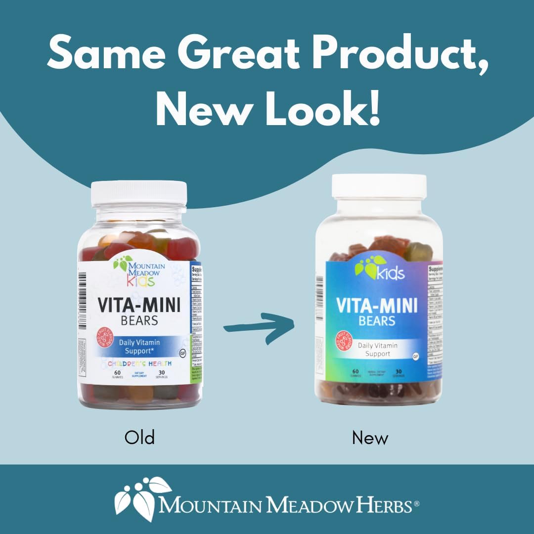 Children's Multivitamin Gummies with Biotin, Folic Acid, Zinc | Mountain Meadow Herbs Vita-Mini Bears | Supports Healthy Development | 60 Fruit Gummies