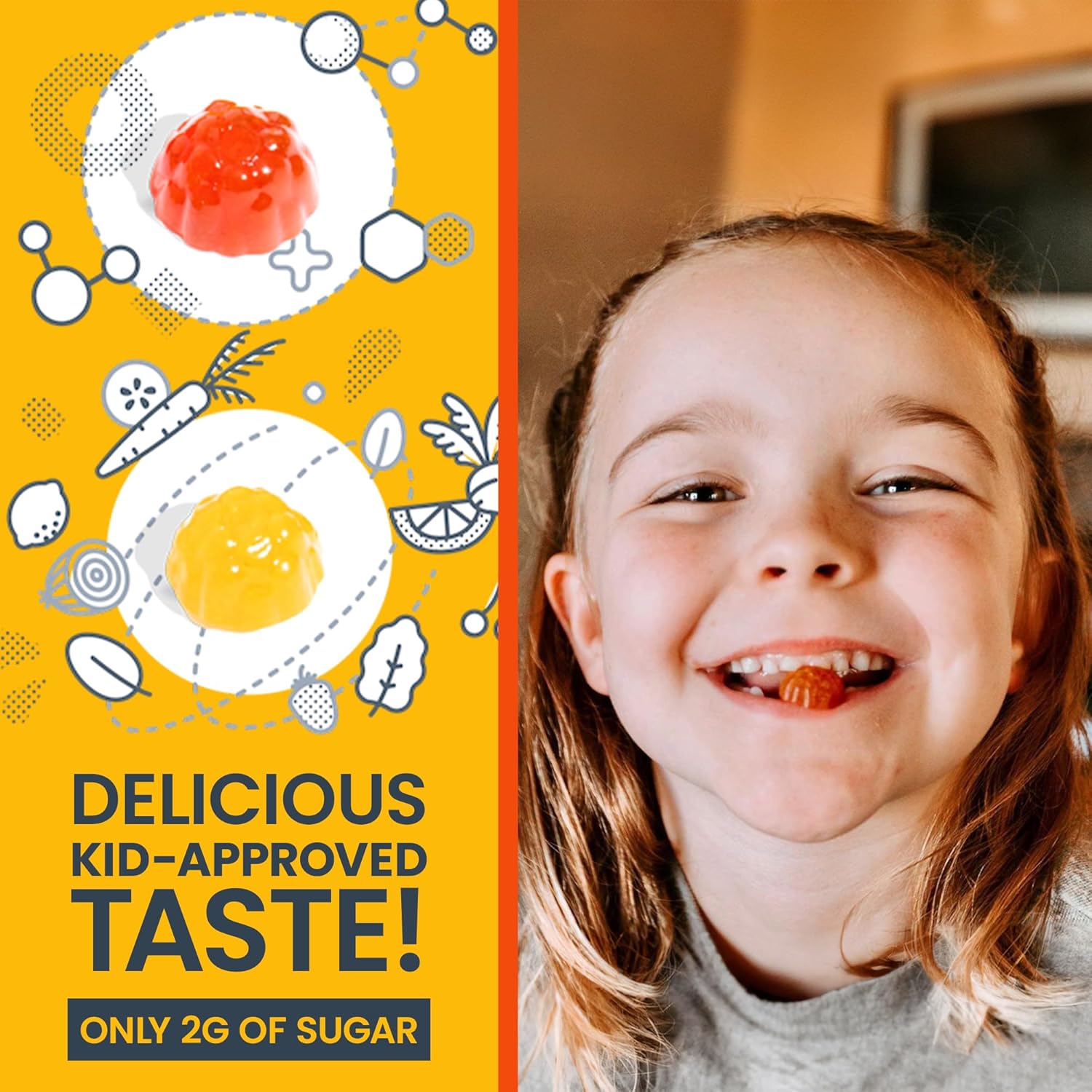 Children's Multivitamin Gummies with Probiotics for Growth, Brain Function, and Immunity - Low Sugar - 30 Day Supply