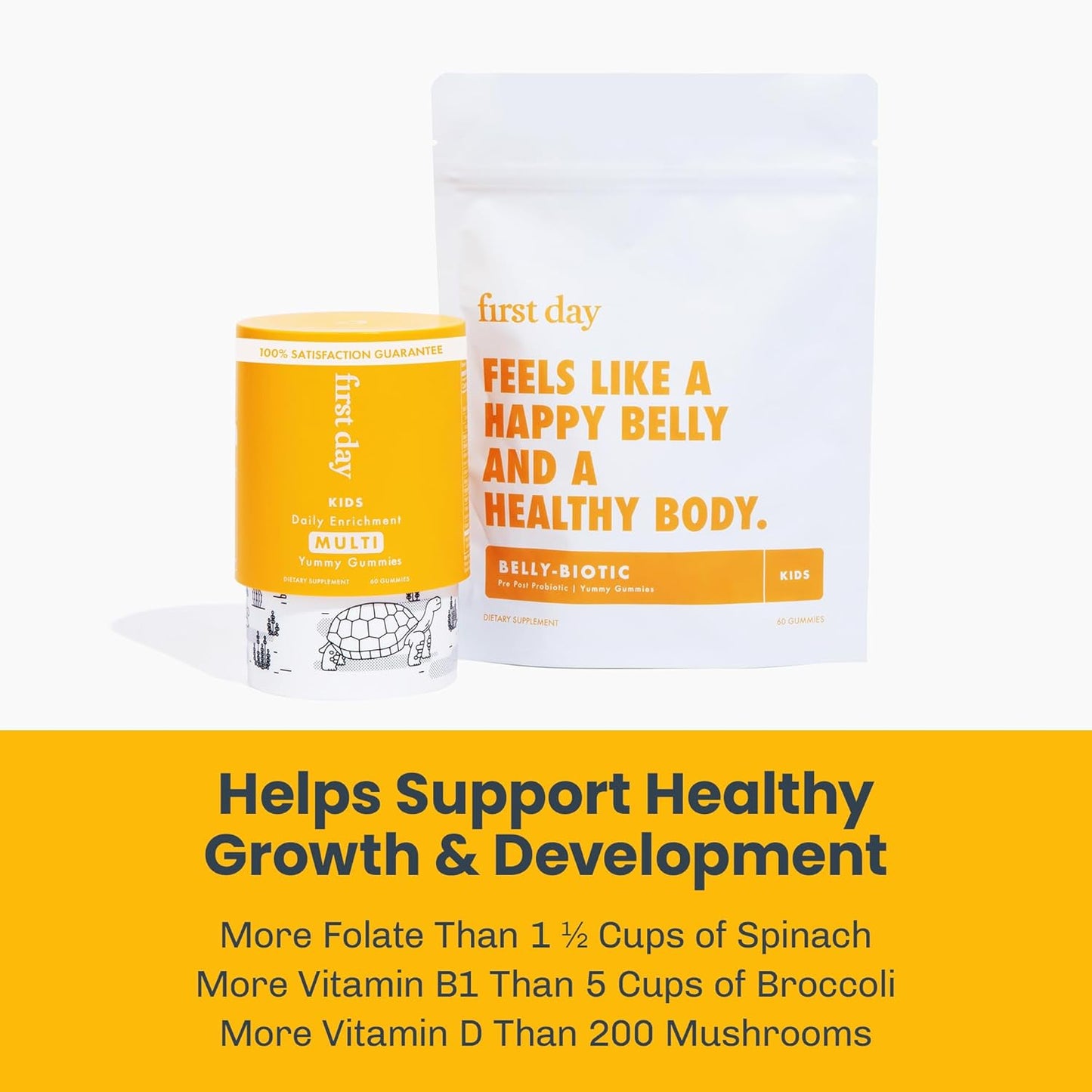 Children's Multivitamin Gummies with Probiotics for Growth, Brain Function, and Immunity - Low Sugar - 30 Day Supply