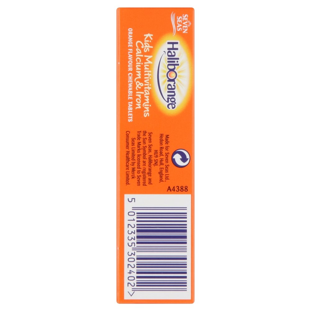 Children's Multivitamin Supplement with Calcium & Iron - 30 Orange Flavour Chewable Tablets by Haliborange Seven Seas