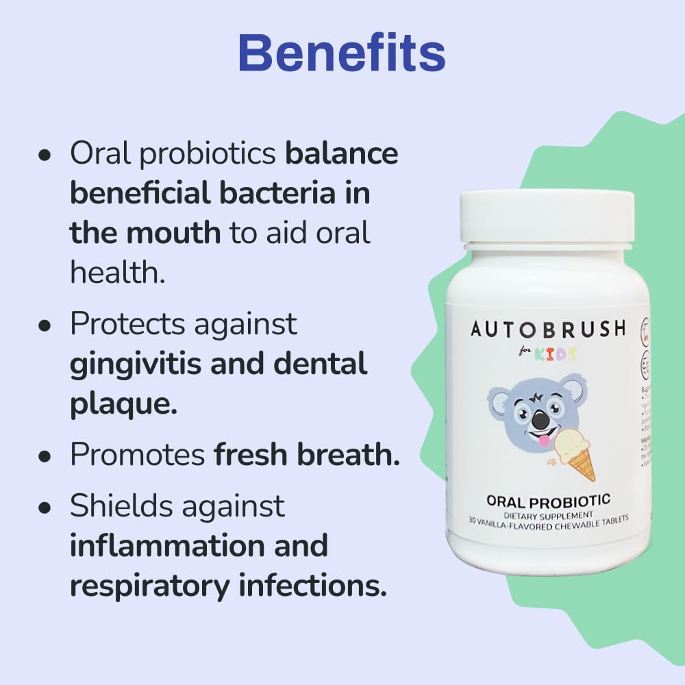 Children's Oral-Care Probiotic Tablets for Healthy Teeth and Gums - 30 Count Vanilla Flavor