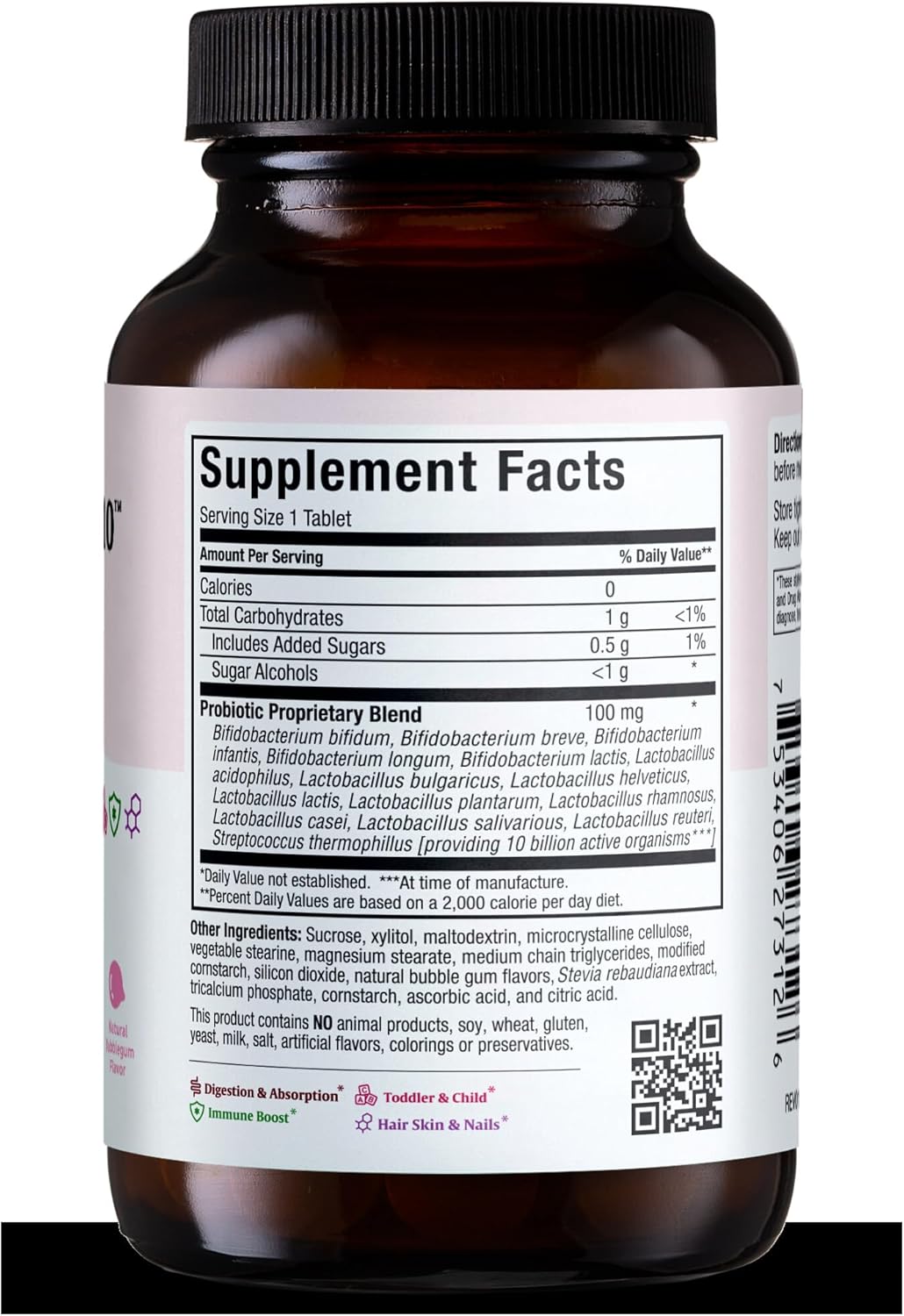 Children's Probiotic Chewables with 15 Strains for Digestive & Immune Health - 10 Billion Probiotic Blend - Dairy-Free, Kosher - Supports Gut Health - 60 ct (Shelf Stable)
