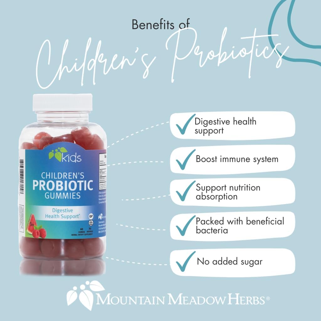 Children's Probiotic Gummies for Digestive & Immune Health | 60 ct. Ages 3+ | No Added Sugar | Mountain Meadow Herbs
