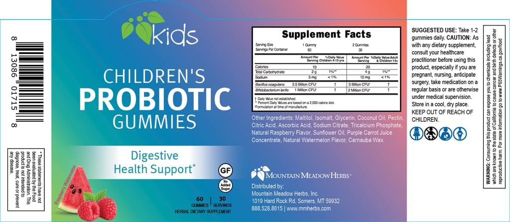 Children's Probiotic Gummies for Digestive & Immune Health | 60 ct. Ages 3+ | No Added Sugar | Mountain Meadow Herbs