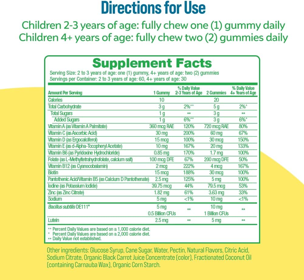 Children's Probiotic Gummies with Peach-Orange & Mixed Berry Flavors - Daily Digestive Support for Kids - 60 Count