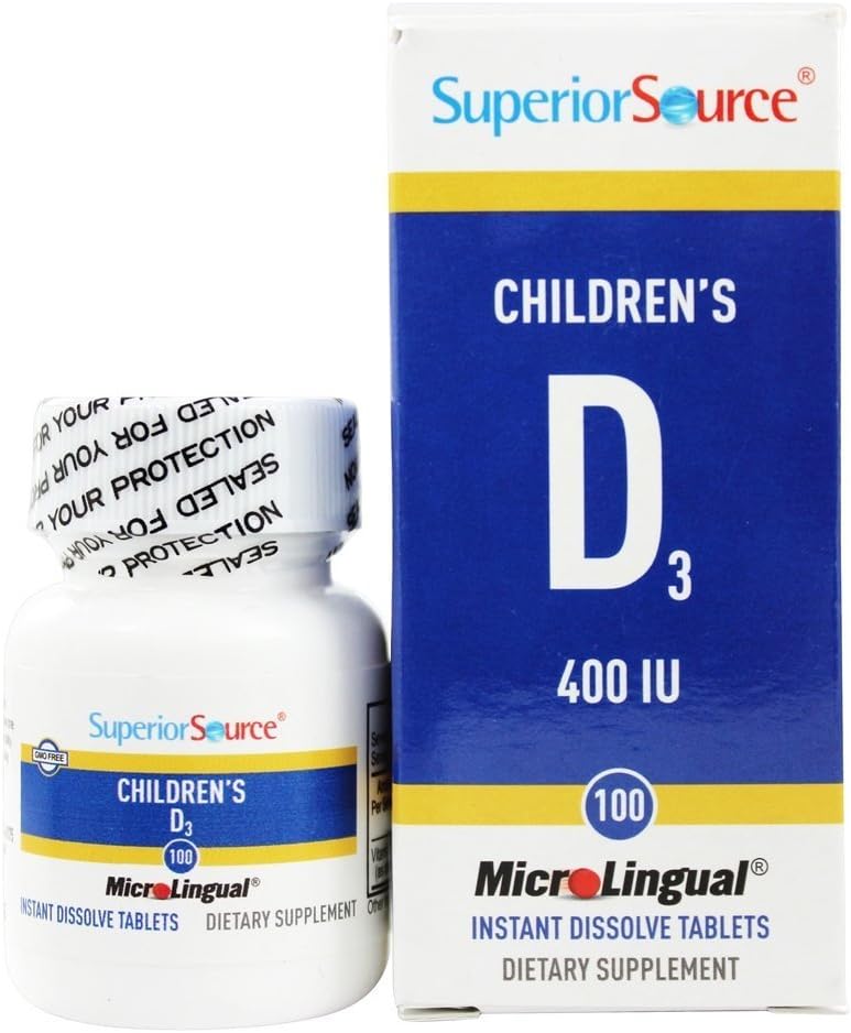 Children's Vitamin D3 400 IU MicroLingual Tablets for Strong Bones, Teeth, and Immune Support - 100 Count