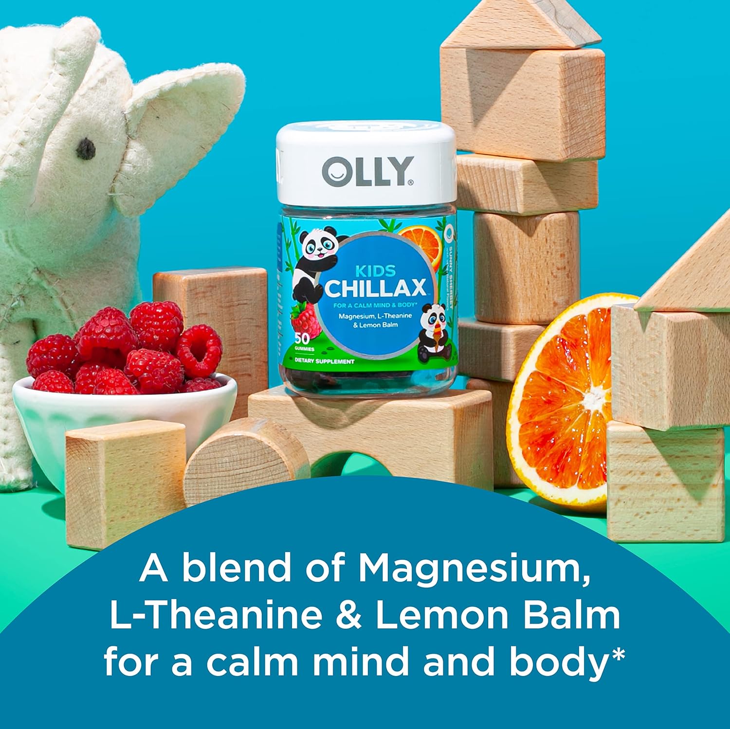 Chillax Gummies for Kids with Magnesium, L-Theanine, Lemon Balm - Sherbet Flavor - Chewable Supplement