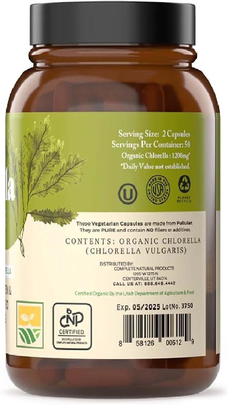 Chlorella 650 mg Capsules - 100 Count, All-Natural Supplement