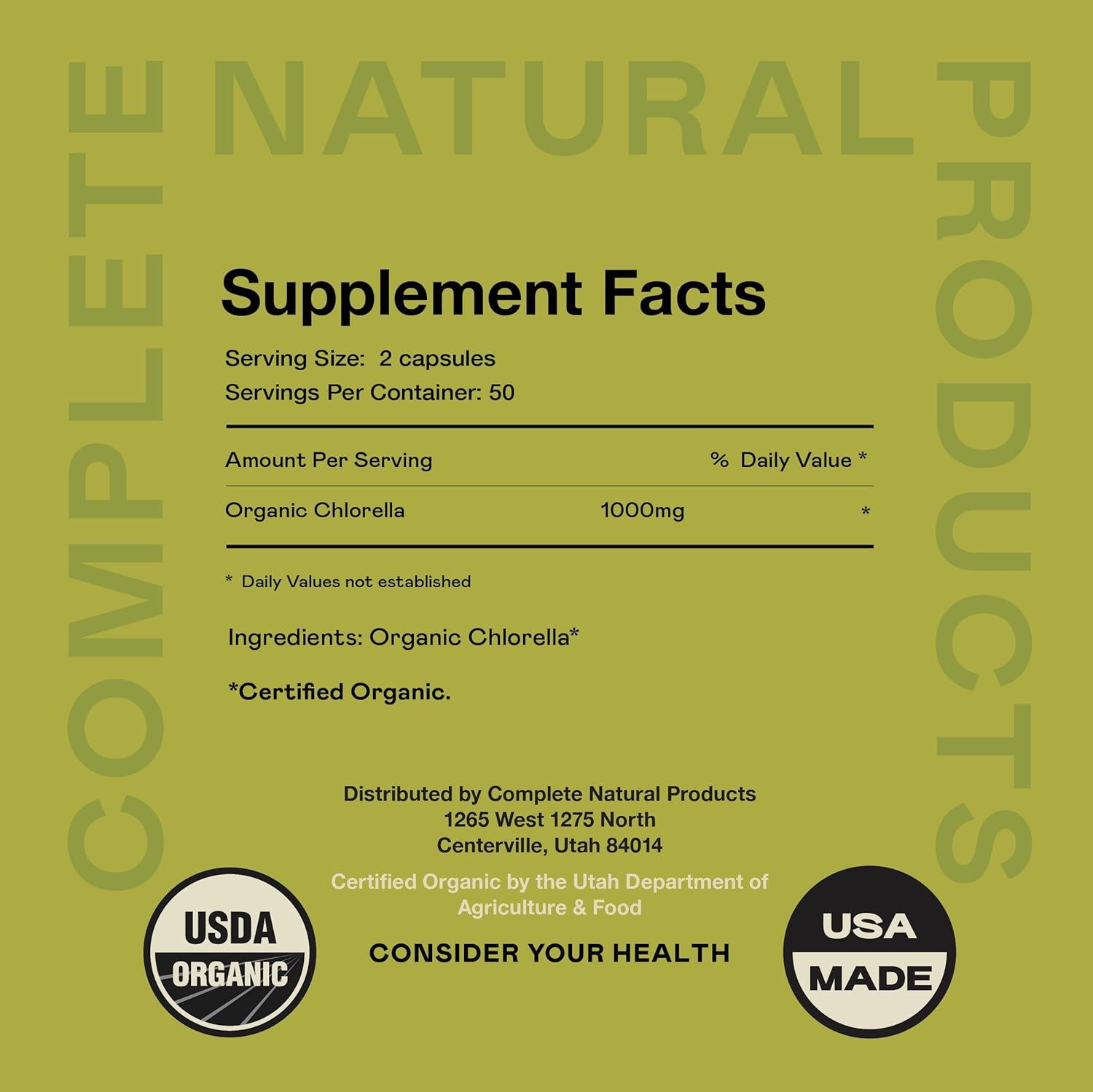 Chlorella 650 mg Capsules - 100 Count, All-Natural Supplement