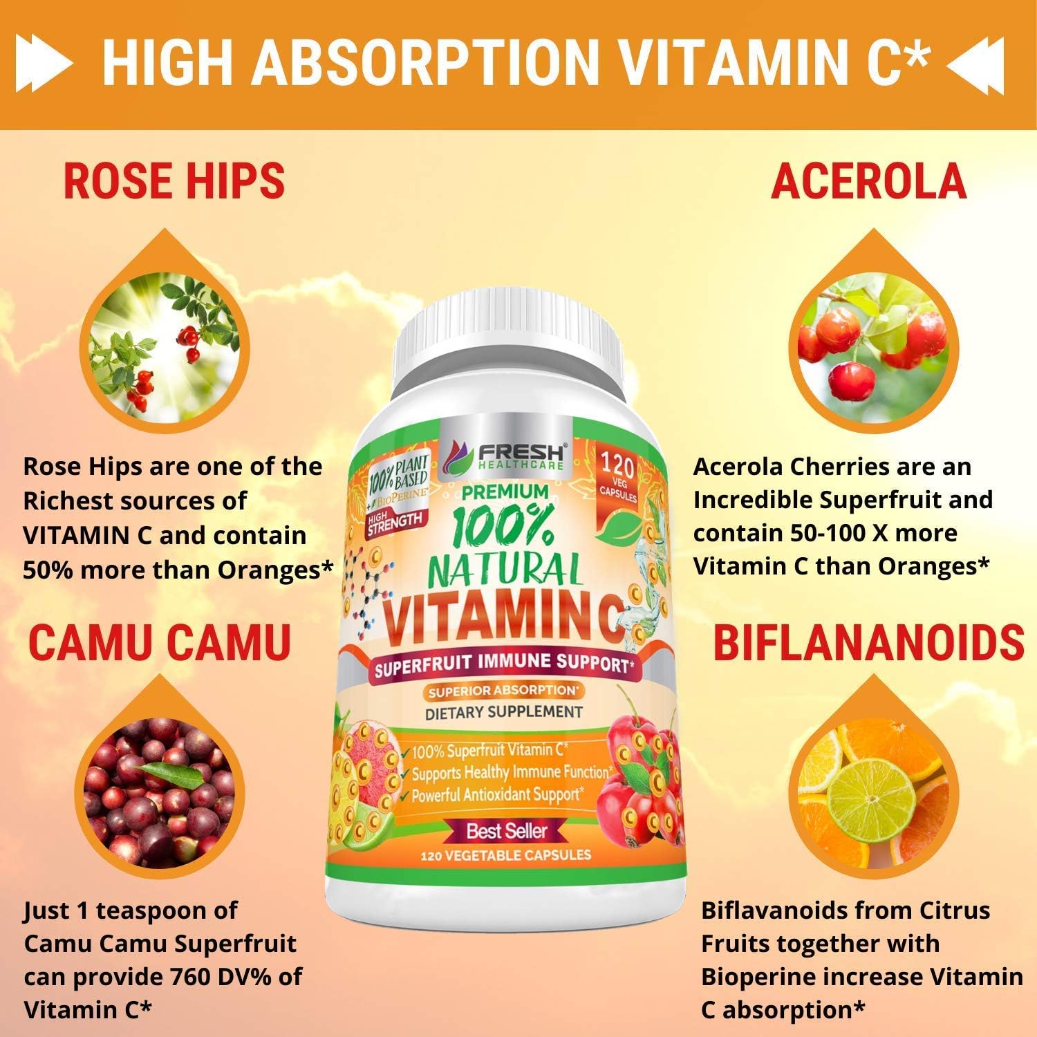 Chlorella and Vitamin C Bundle for Fresh Healthcare - 100% Natural