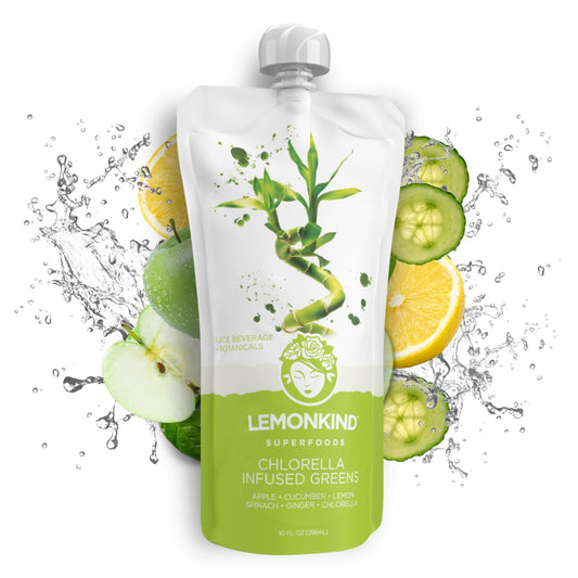 Chlorella-Infused Superfood Juice for Detox & Hydration - 10 oz x 12 Pack by LEMONKIND