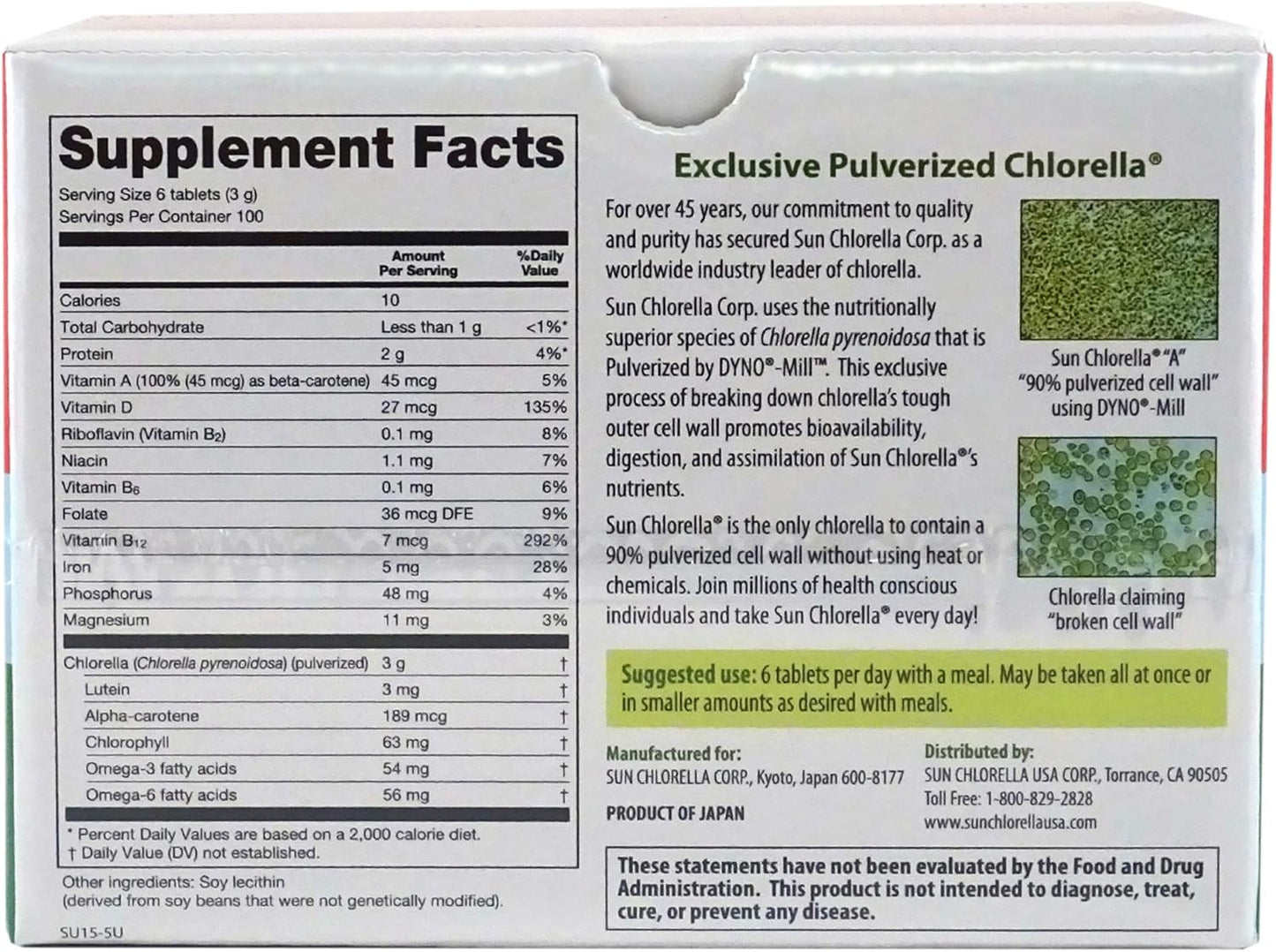 Chlorella Superfood Bundle: 2ct 500mg Tablets + 10x6g Powder Packets for Whole Body Wellness