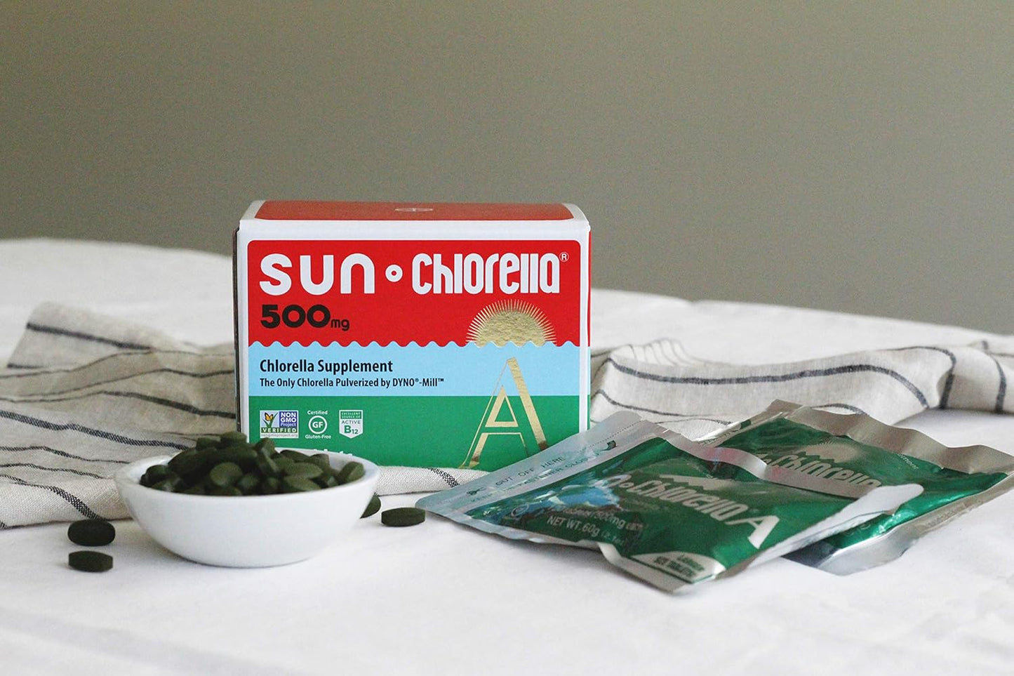 Chlorella Superfood Bundle: 2ct 500mg Tablets + 10x6g Powder Packets for Whole Body Wellness