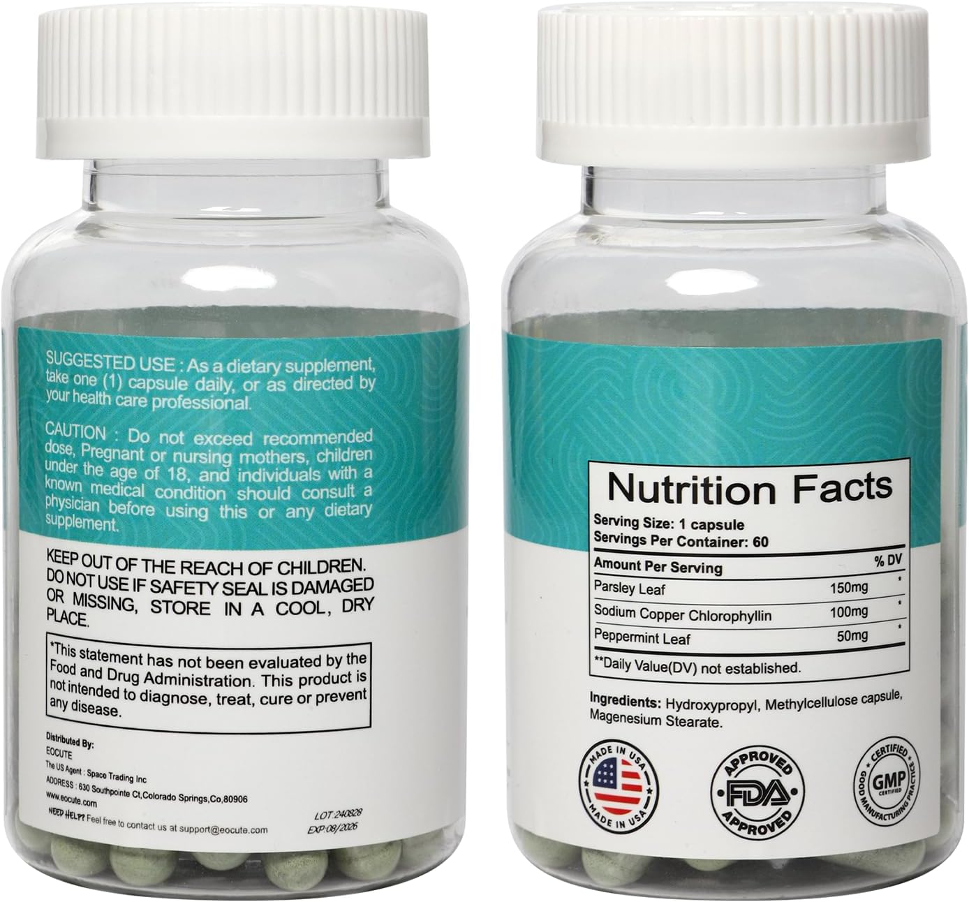 Chlorophyll Capsules - Vegan Detox Supplement for Gut Health, Skin, and Digestion - 60 Capsules