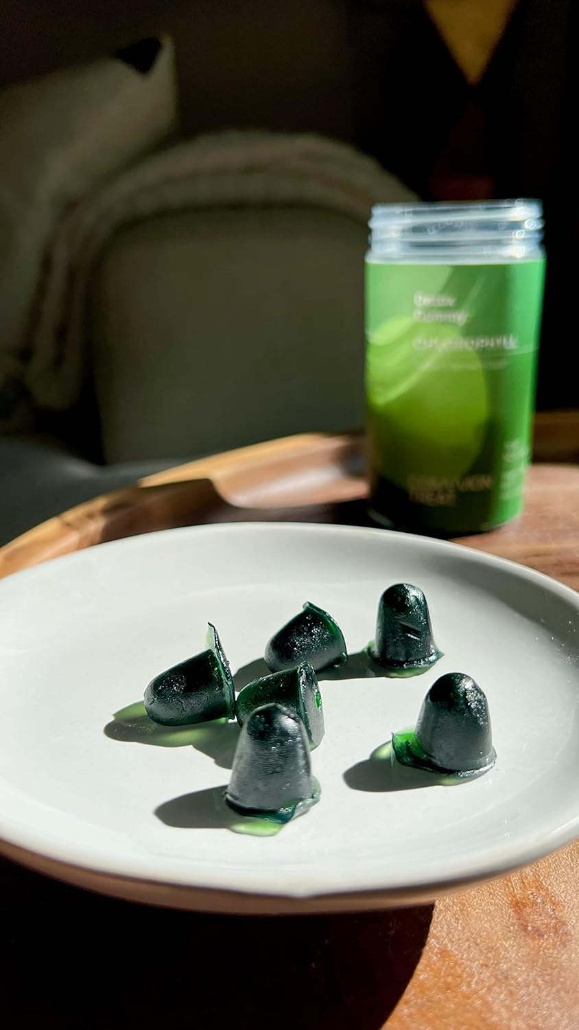 Chlorophyll Gummies with Ashwagandha for Energy, Immune Support, Skin Health - Vegan, Gluten Free, Sugar Free - Apple Flavor, 60 Servings