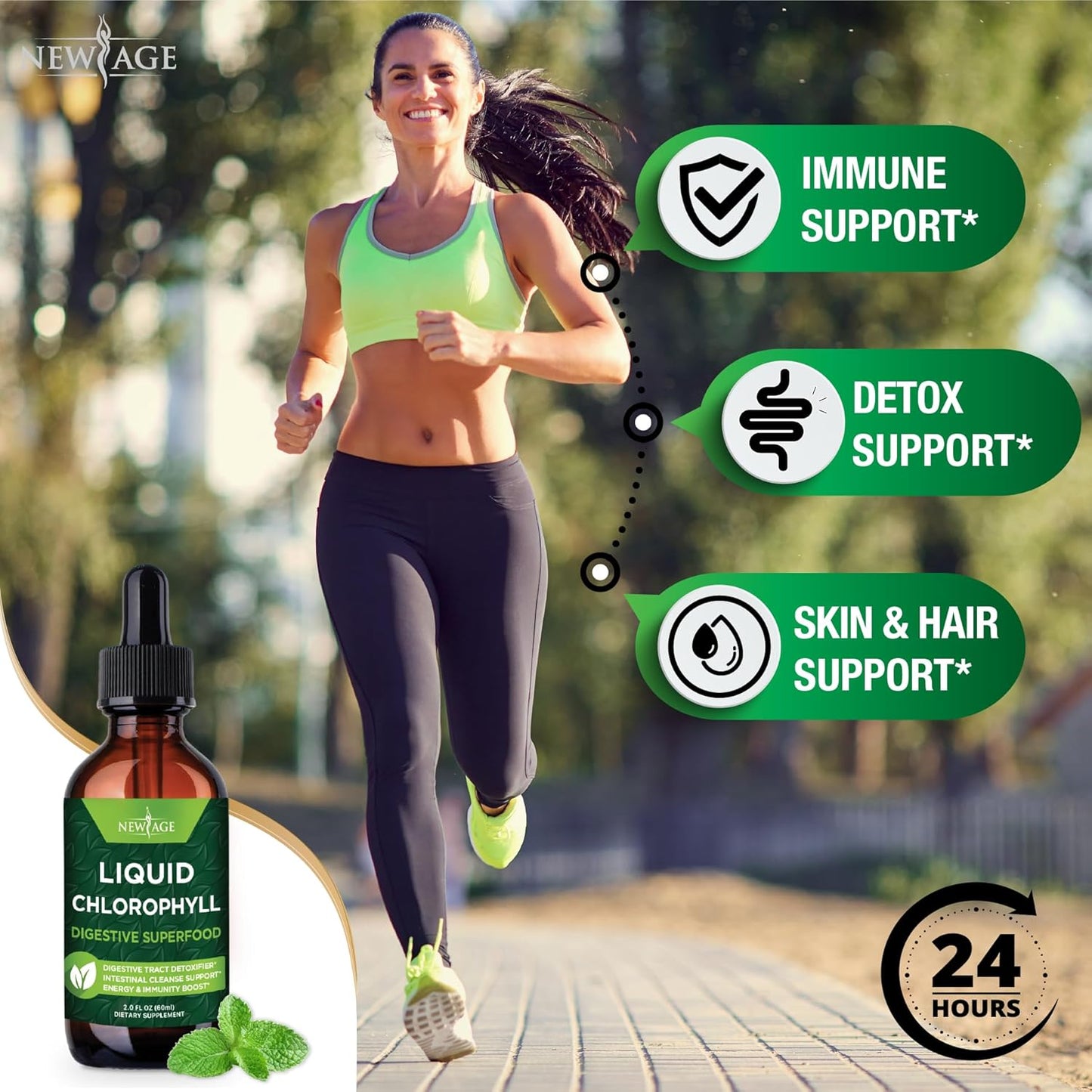 Chlorophyll Liquid Drops - Natural Energy Booster for Digestion, Immune System, Liver Function - Internal Deodorant, 2 Fl Oz