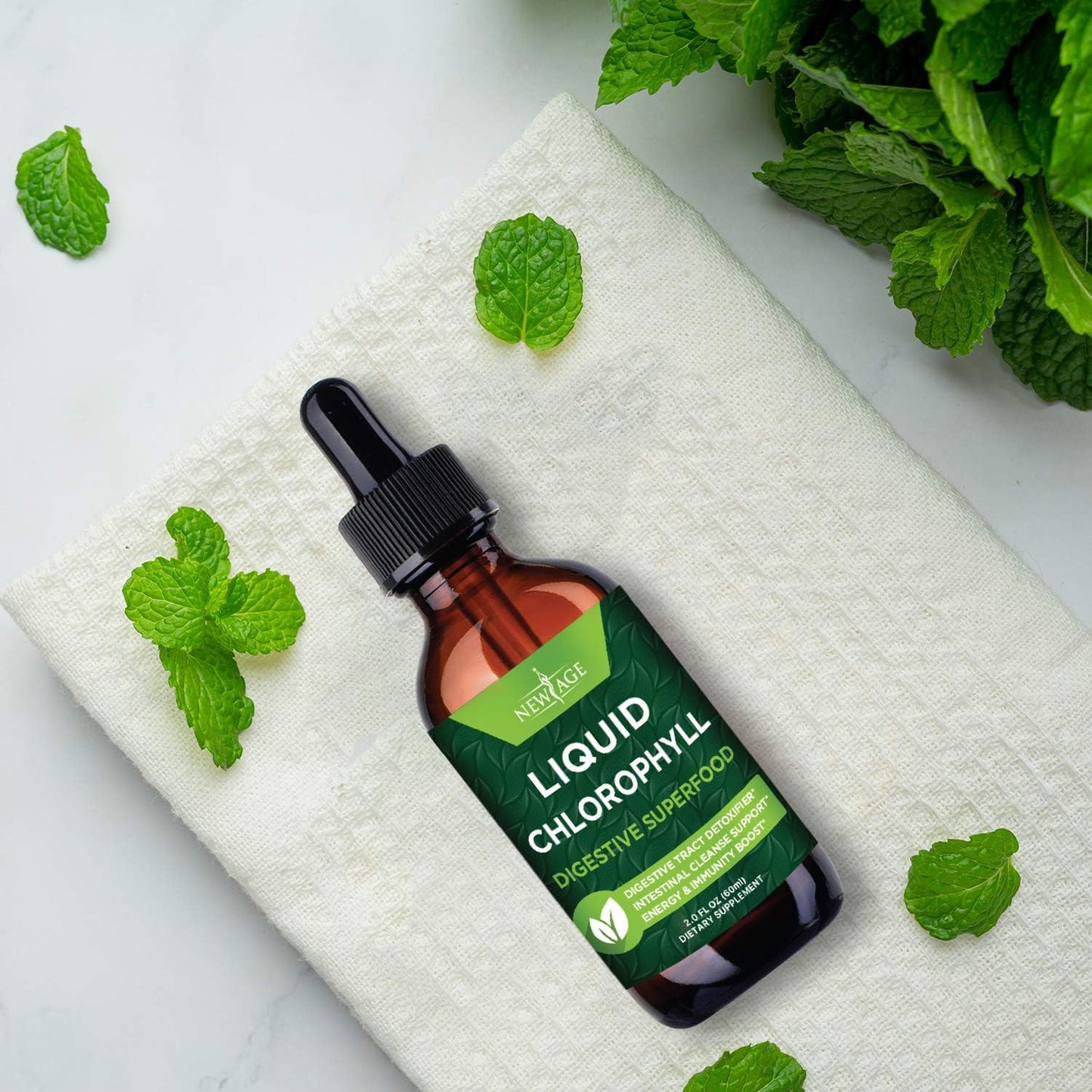 Chlorophyll Liquid Drops - Natural Energy Booster, Digestion and Immune Support - Internal Deodorant, Liver Function - 2 Fl Oz (Pack of 4)