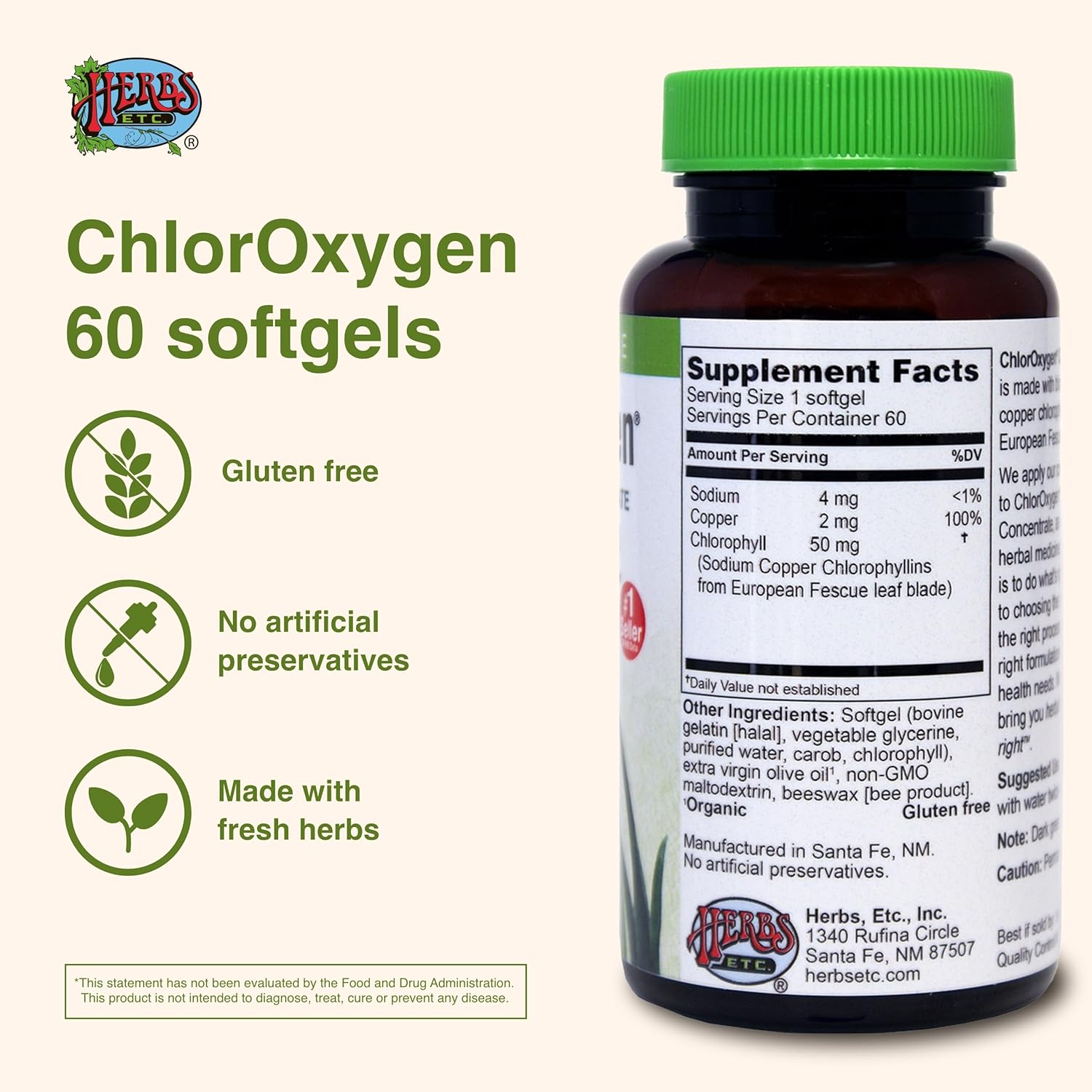 ChlorOxygen Chlorophyll Concentrate Softgels - Promotes Healthy Blood Flow & Energy - High-Altitude & Environmental Support - 60 Servings