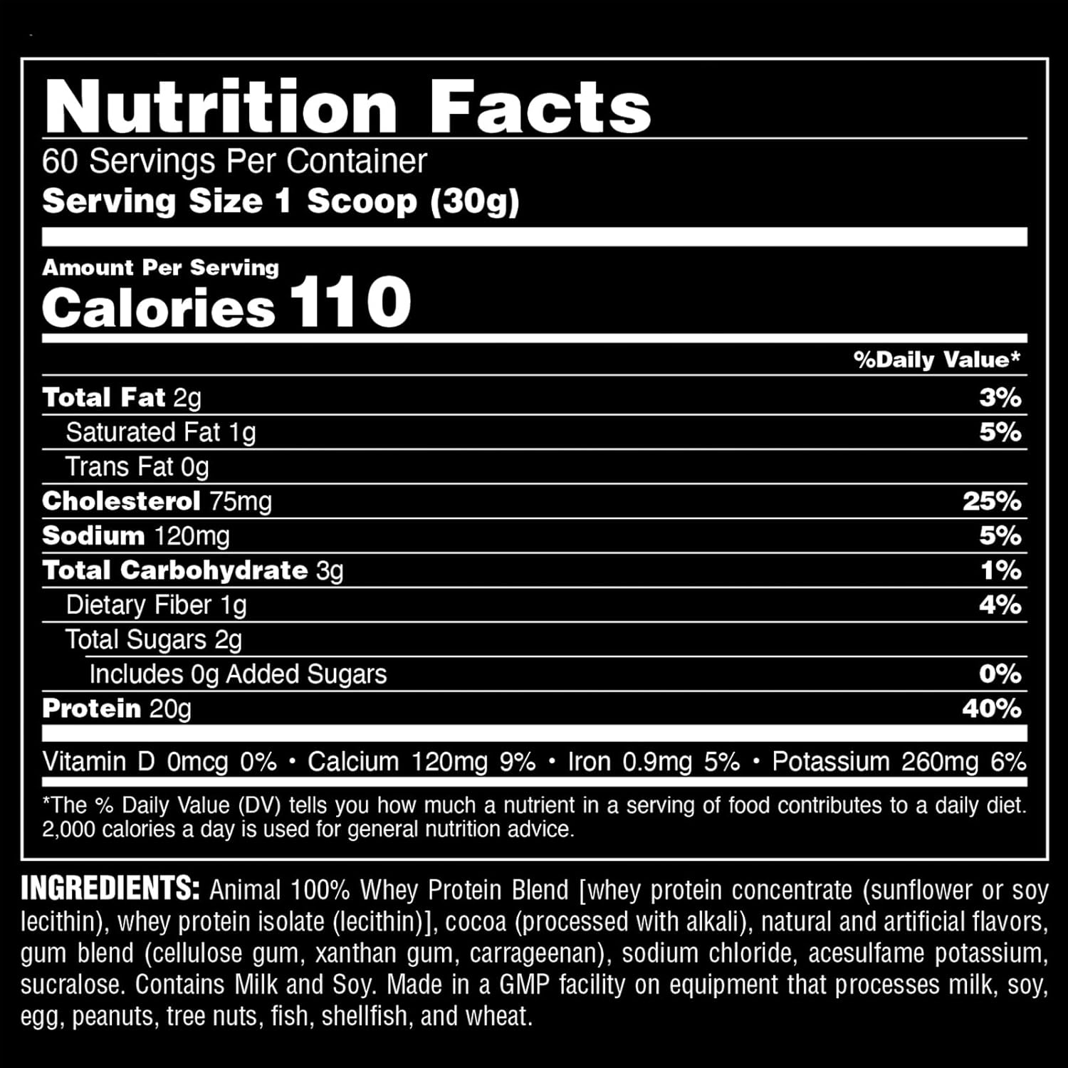 Chocolate Animal Whey Protein Powder: 100% Whey Blend for Pre/Post Workout, Recovery, Low Sugar Meal Replacement with BCAAs - 4 lb