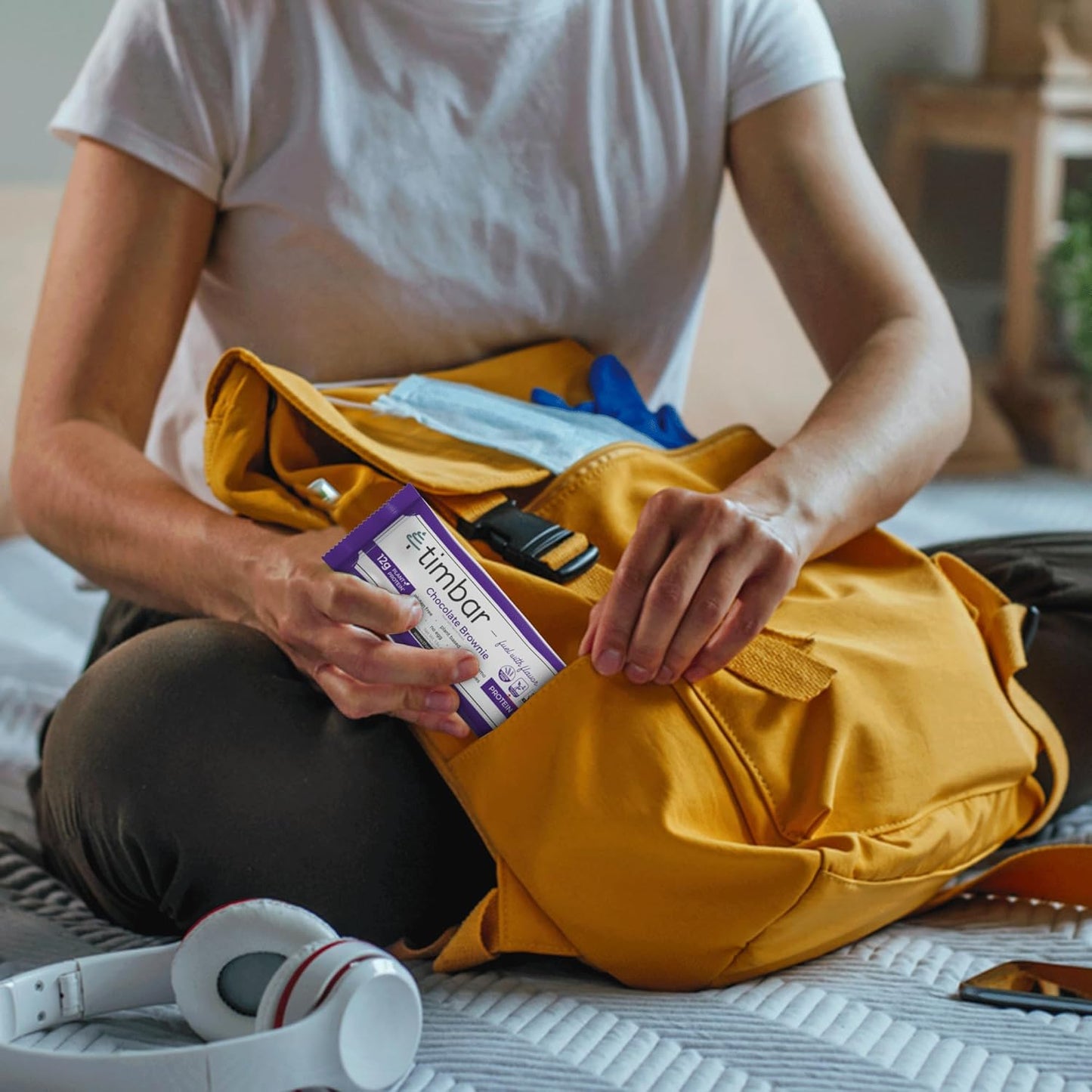 Chocolate Brownie Plant-Based Protein Bars (12 Bars) - Timbar, Non-GMO, Gluten-Free, Dairy-Free, Egg-Free, No Preservatives