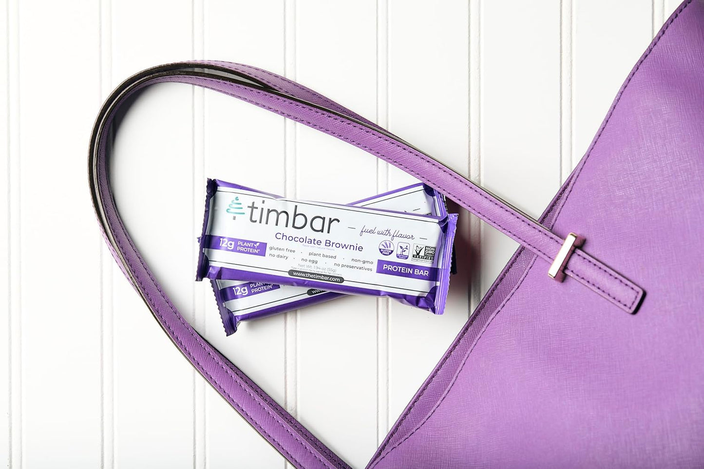 Chocolate Brownie Plant-Based Protein Bars (12 Bars) - Timbar, Non-GMO, Gluten-Free, Dairy-Free, Egg-Free, No Preservatives