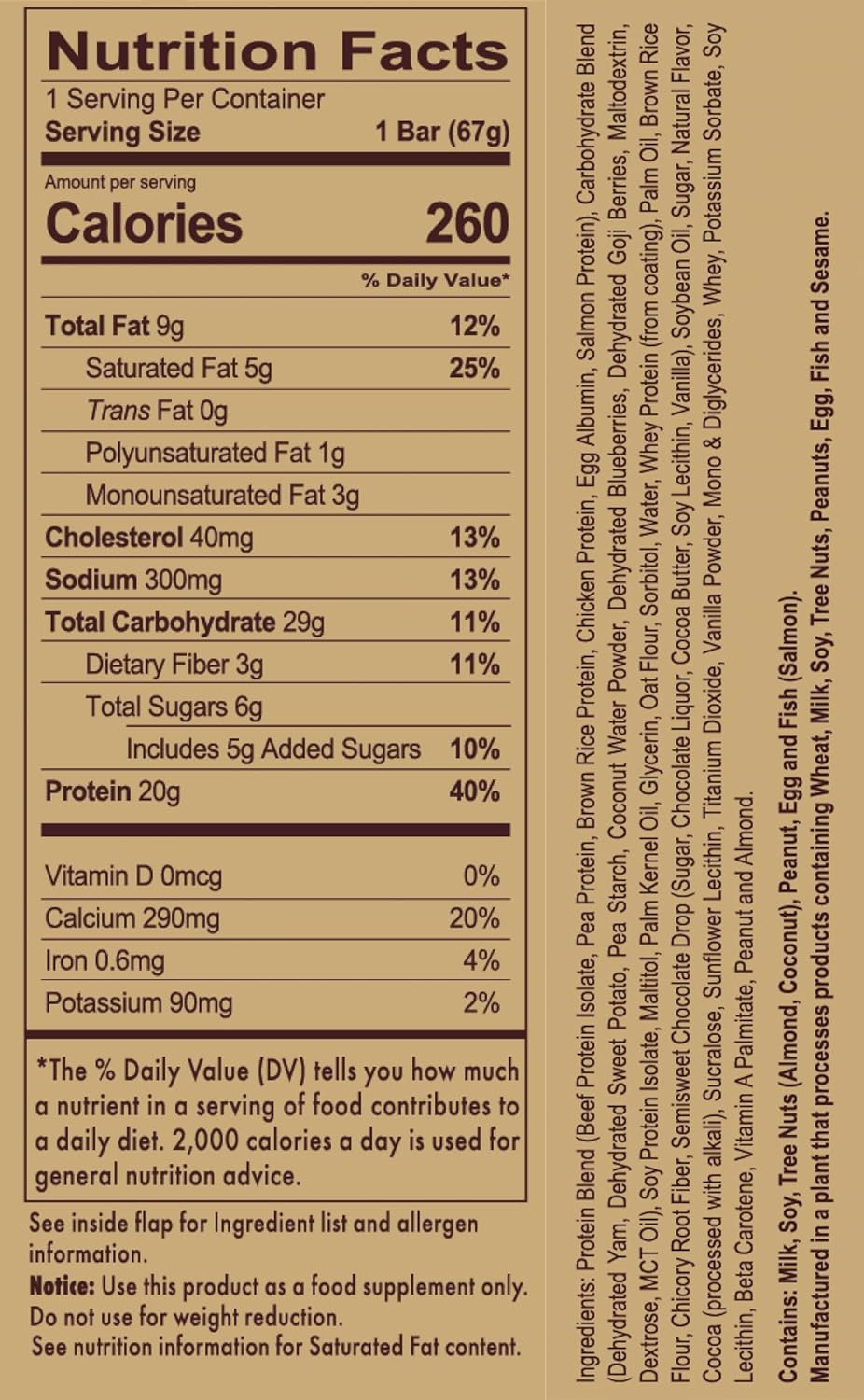 Chocolate Chip Cookie Dough MRE Bar - 20g Whole Food Protein with MCT Oil - Easy to Digest Meal Replacement - Post or Pre Workout Snack (4 Bars)