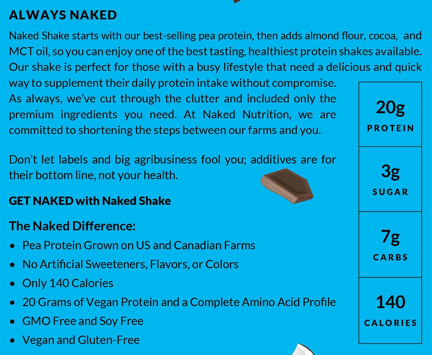 Chocolate Coconut Almond Protein Powder - Plant Based with MCT Oil, Gluten-Free, Soy-Free - 30 Servings