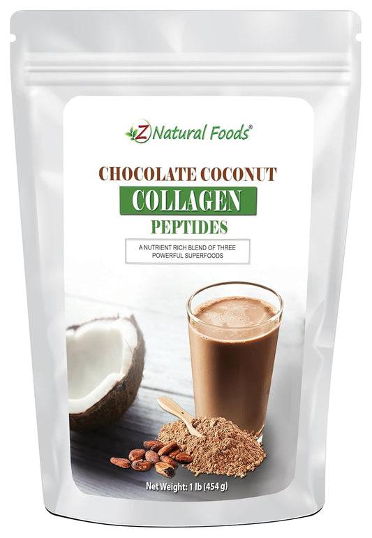 Chocolate Coconut Collagen Peptides Protein Powder, Sugar-Free & Gluten Free, Non-GMO, Kosher - 1 lb.