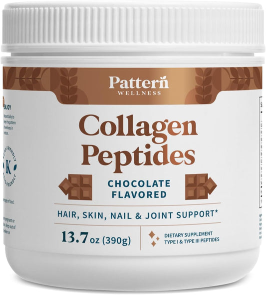 Chocolate Collagen Peptides Powder for Hair, Nails, Skin & Joints - Grass Fed, Hydrolyzed, Non-GMO - 13 Oz
