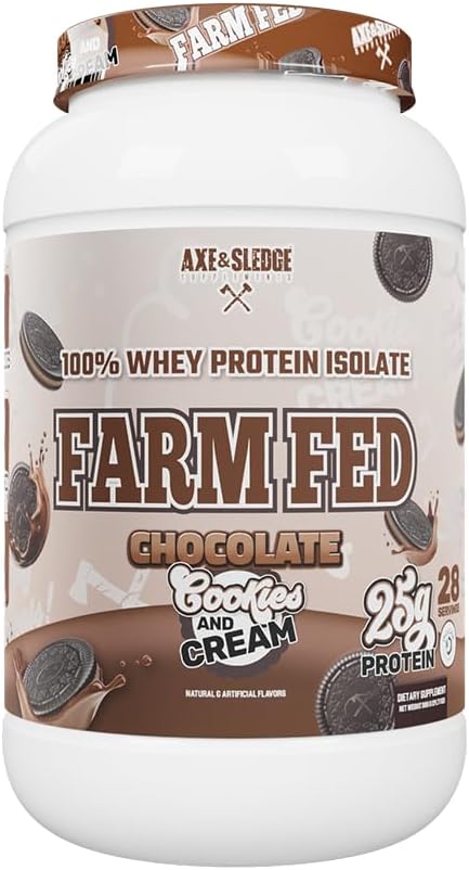 Chocolate Cookies & Cream Axe & Sledge Farm Fed Whey Protein Isolate - 28 Servings, 25G Protein