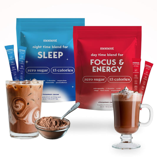 Chocolate Dream & Cacao Adaptogen Mushroom Bundle for Sleep & Energy - 0 Sugar, Hot Chocolate & Coffee Alternative with Reishi, Ashwagandha, Lion's Mane, GABA - 30 Servings