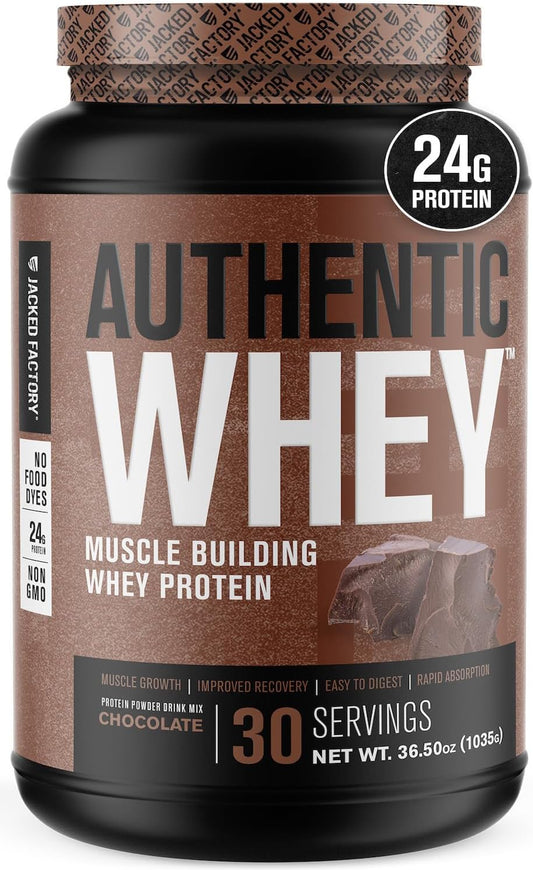 Chocolate Flavor Whey Protein Powder for Muscle Building - Low Carb, No Fillers, Non-GMO - Perfect Mixing Formula by Jacked Factory