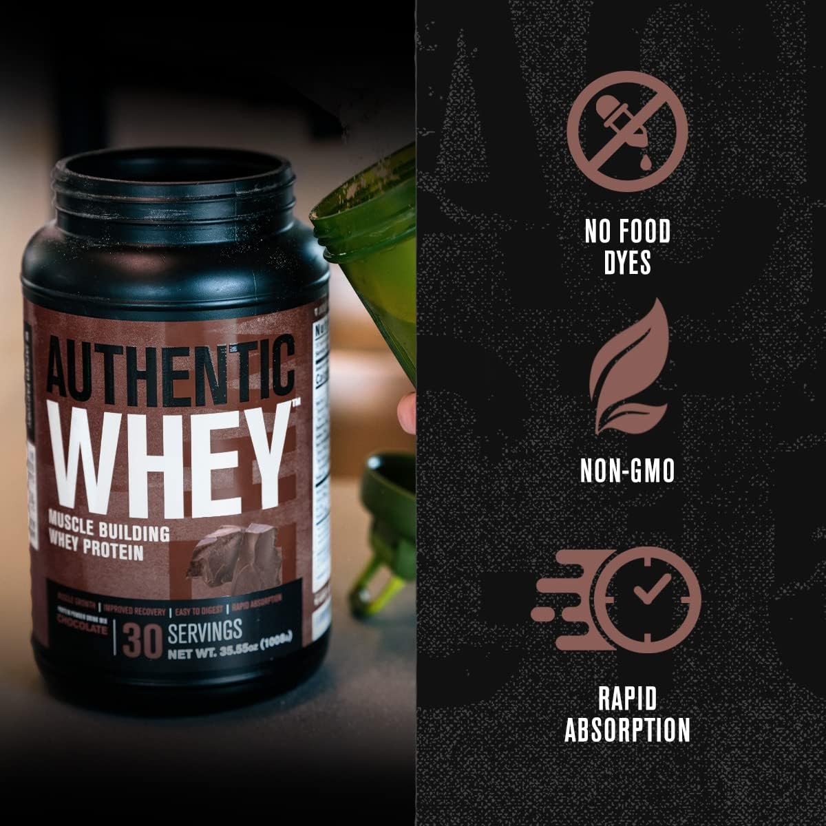 Chocolate Flavor Whey Protein Powder for Muscle Building - Low Carb, No Fillers, Non-GMO - Perfect Mixing Formula by Jacked Factory