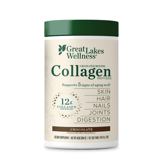 Chocolate Flavored Collagen Peptides Powder for Skin, Hair, Nails, Joints & Digestion - Great Lakes Wellness - 10 oz - BoostGo Australia