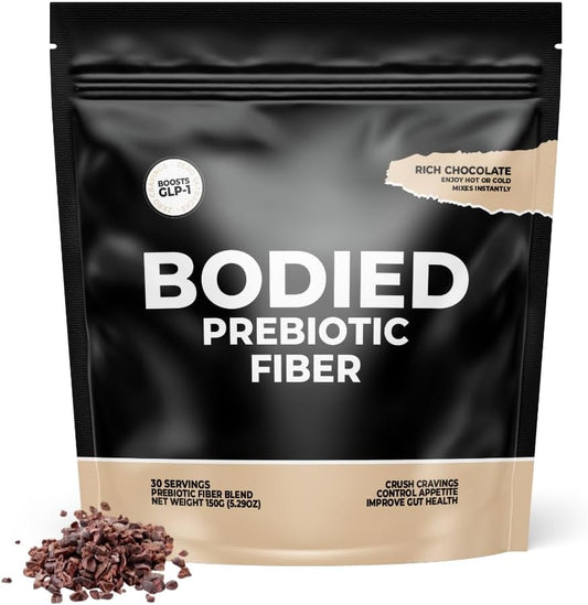 Chocolate Flavored Prebiotic Fiber Powder for Gut Health & Immunity - Boost GLP-1, Psyllium Husk, SolNul - Keto & Paleo Friendly - 30 Servings