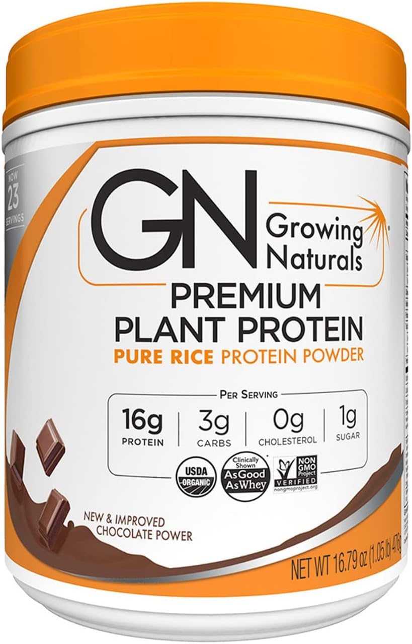 Chocolate Flavored Protein Powder by Growing Naturals - Plant-Based and Organic Formula for Muscle Recovery and Energy Boost