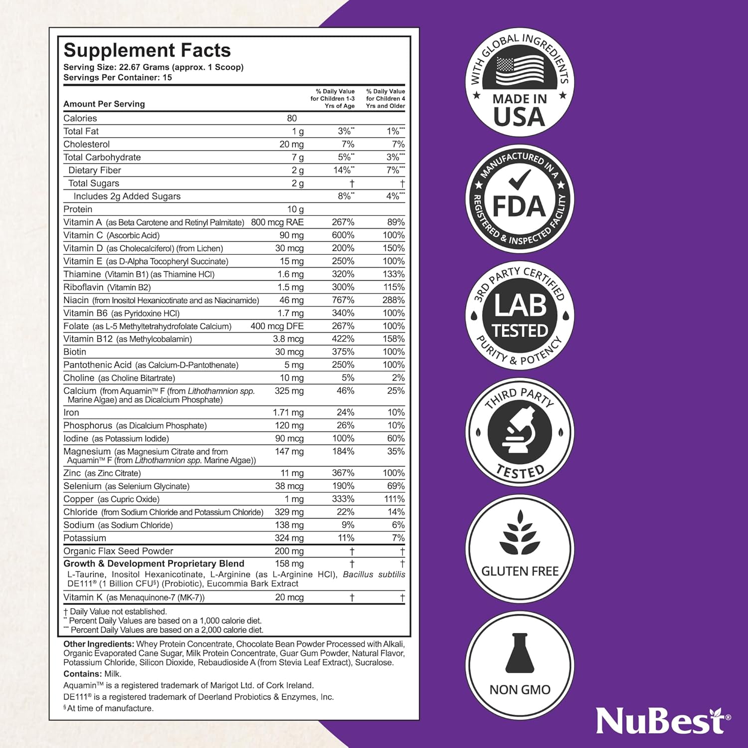 Chocolate Flavored Tall Growth Protein Powder Bundle + Doctor Taller Kids Chewable Tablets - Optimal Height Growth Support for Kids