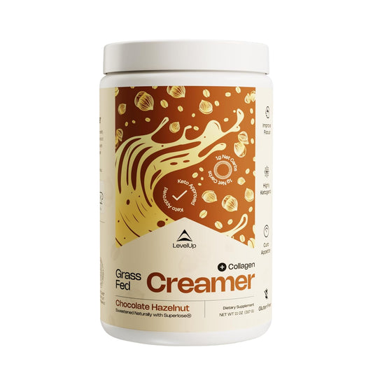 Chocolate Hazelnut LevelUp Creamer with MCT Oil & Collagen Peptides - Keto Coffee Creamer for Energy & Ketosis, 11 oz