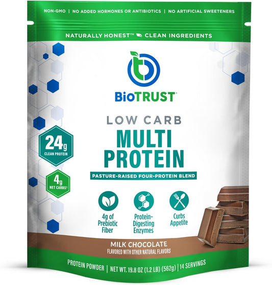 Chocolate Low Carb Protein Powder - Grass-Fed Whey & Casein Blend, Non GMO, Gluten Free