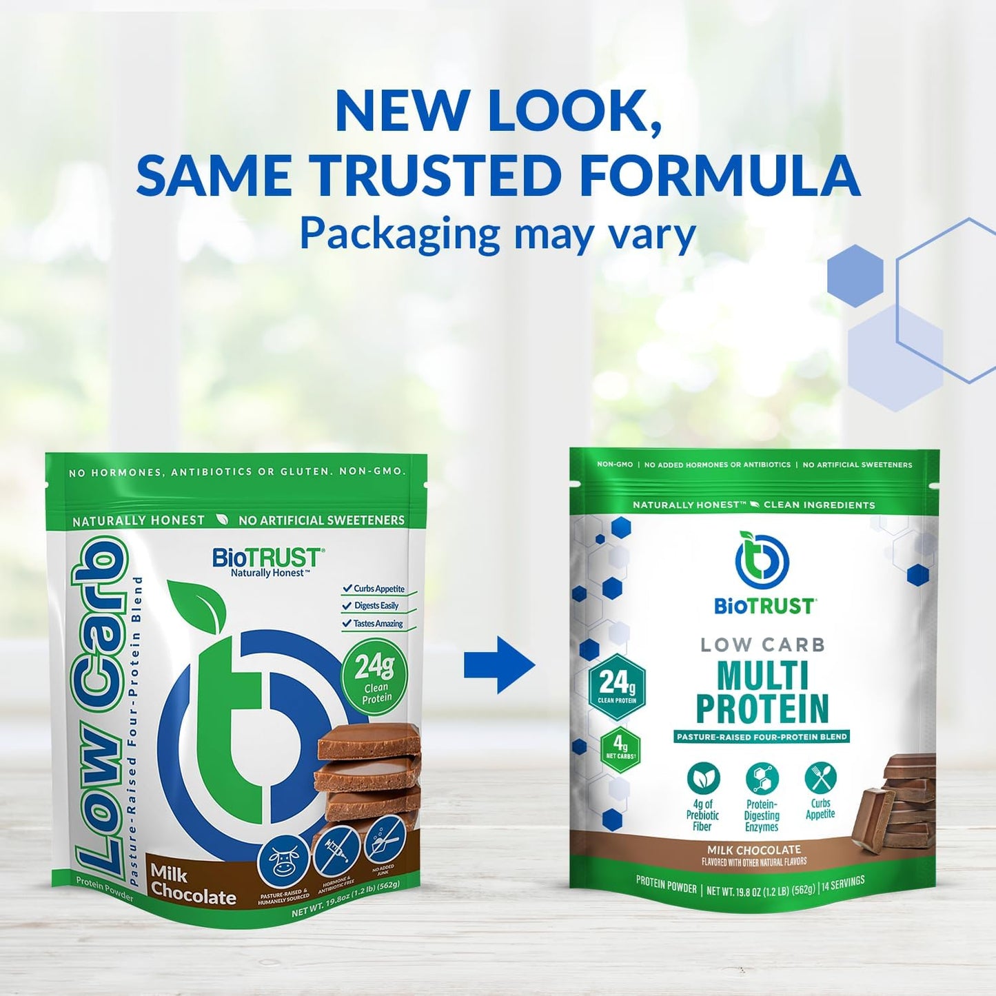 Chocolate Low Carb Protein Powder - Grass-Fed Whey & Casein Blend, Non GMO, Gluten Free