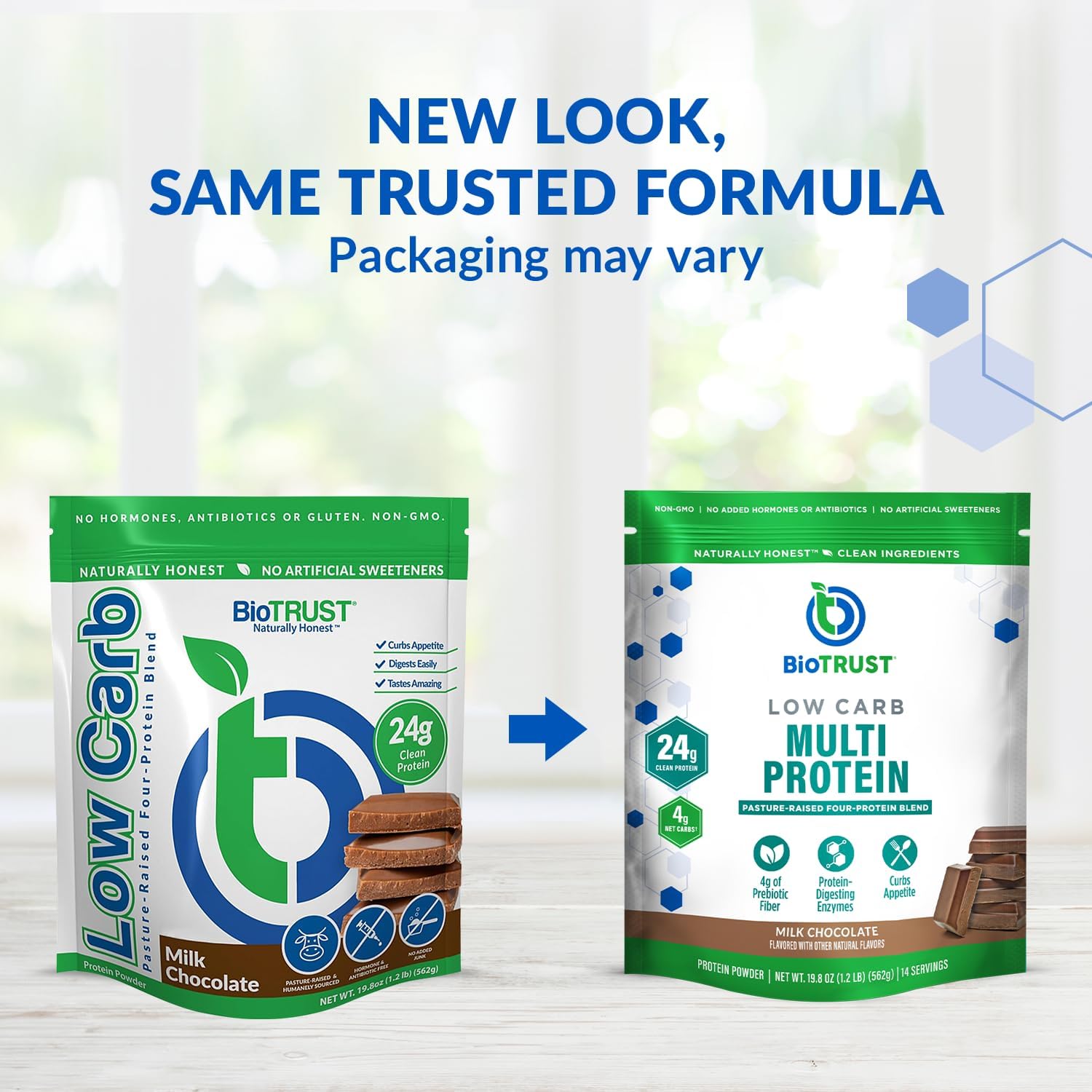 Chocolate Low Carb Protein Powder - Grass-Fed Whey & Casein Blend, Non GMO, Gluten Free