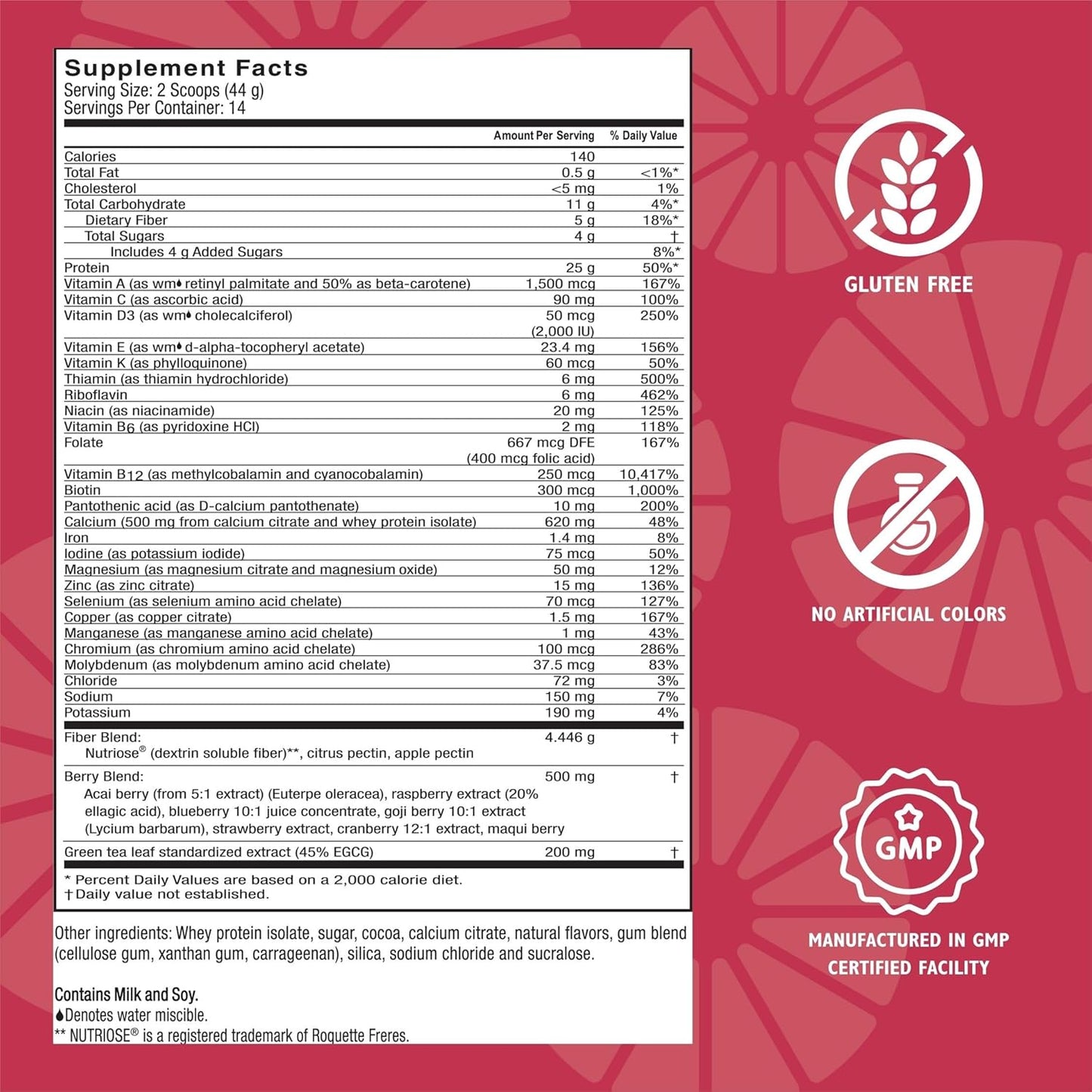 Chocolate Milk Bariatric Multi 4-in-1 Powder - Multivitamin, Calcium, Fiber, Protein Shake Mix - 14 Servings