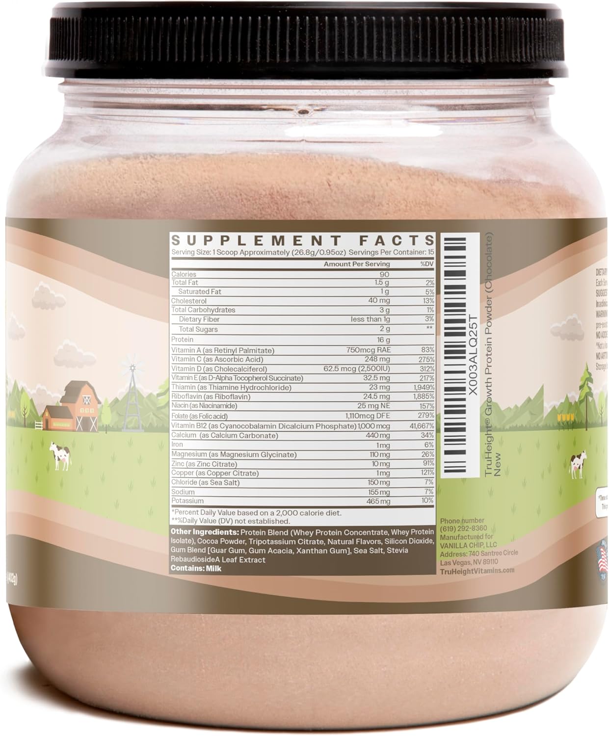 Chocolate Milk Flavored TruHeight Growth Protein Shake for Kids & Teens - Pediatrician-Endorsed Natural Protein Powder for Growth & Development - Vitamins & Minerals for Picky Eaters - Ages 5+