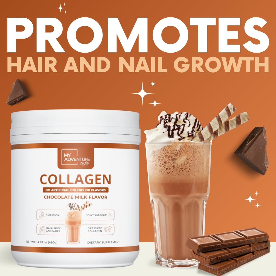 Chocolate Milk Hydrolyzed Collagen Powder for Women - Grass Fed Protein for Muscle Growth - Keto-Friendly 420g Powder for Joints & Gut Health