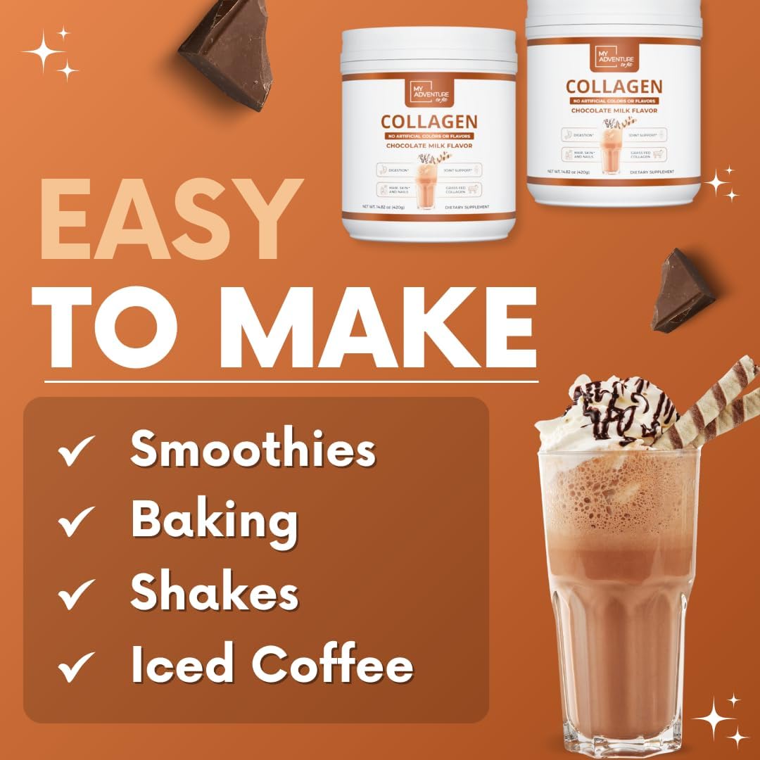 Chocolate Milk Hydrolyzed Collagen Powder for Women - Grass Fed Protein for Muscle Growth - Keto-Friendly 420g Powder for Joints & Gut Health